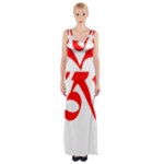 Tibetan Om Symbol (Red) Maxi Thigh Split Dress