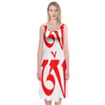 Tibetan Om Symbol (Red) Midi Sleeveless Dress