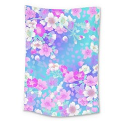 Flowers Cute Pattern Large Tapestry by Nexatart