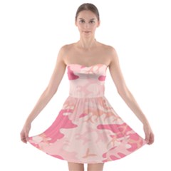 Pink Camo Print Strapless Bra Top Dress by Nexatart