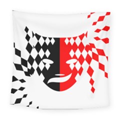 Face Mask Red Black Plaid Triangle Wave Chevron Square Tapestry (large)