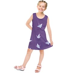 Goose Swan Animals Birl Origami Papper White Purple Kids  Tunic Dress by Mariart