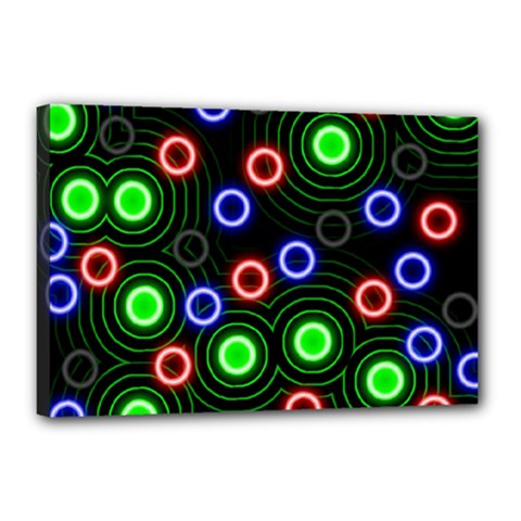 Neons Couleurs Circle Light Green Red Line Canvas 18  X 12 