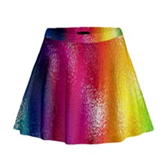 Color Glass Rainbow Green Yellow Gold Pink Purple Red Blue Mini Flare Skirt