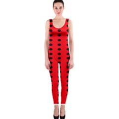 Red White Black Hole Polka Circle Onepiece Catsuit by Mariart