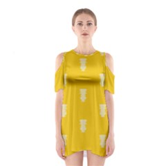 Waveform Disco Wahlin Retina White Yellow Vertical Shoulder Cutout One Piece by Mariart