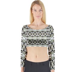 Abstract Camouflage Long Sleeve Crop Top by dflcprints