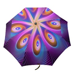Abstract Fractal Bright Hole Wave Chevron Gold Purple Blue Green Folding Umbrellas by Mariart