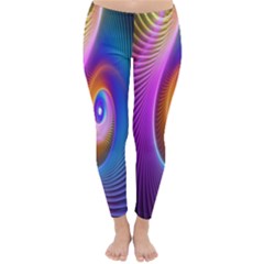 Abstract Fractal Bright Hole Wave Chevron Gold Purple Blue Green Classic Winter Leggings