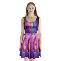 Abstract Fractal Bright Hole Wave Chevron Gold Purple Blue Green Split Back Mini Dress  by Mariart