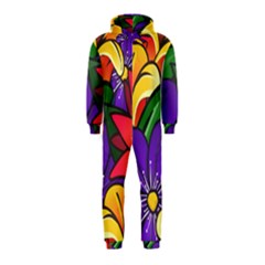 Bright Flowers Floral Sunflower Purple Orange Greeb Red Star Hooded Jumpsuit (kids)