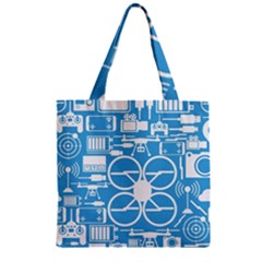 Drones Registration Equipment Game Circle Blue White Focus Zipper Grocery Tote Bag by Mariart
