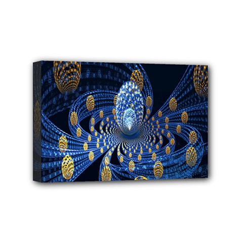 Fractal Balls Flying Ultra Space Circle Round Line Light Blue Sky Gold Mini Canvas 6  X 4  by Mariart
