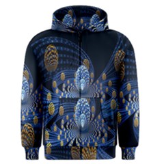 Fractal Balls Flying Ultra Space Circle Round Line Light Blue Sky Gold Men s Zipper Hoodie by Mariart