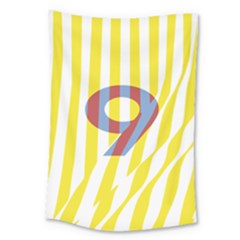Number 9 Line Vertical Yellow Red Blue White Wae Chevron Large Tapestry by Mariart