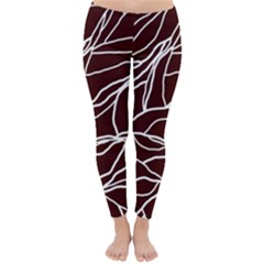 River System Line Brown White Wave Chevron Classic Winter Leggings by Mariart
