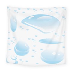 Water Drops Bubbel Rain Blue Circle Square Tapestry (large)