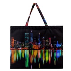 City Panorama Zipper Large Tote Bag by Valentinaart