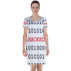 Binary Black Cyber Data Digits Short Sleeve Nightdress by Nexatart