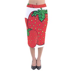 Strawberry Holidays Fragaria Vesca Velvet Midi Pencil Skirt by Nexatart