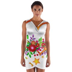 Heart Flowers Sign Wrap Front Bodycon Dress by Nexatart