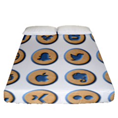 Social Media Icon Icons Social Fitted Sheet (queen Size) by Nexatart