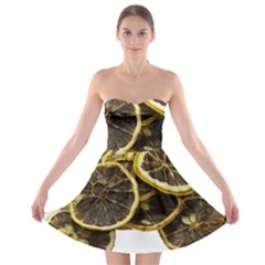 Lemon Dried Fruit Orange Isolated Strapless Bra Top Dress by Nexatart