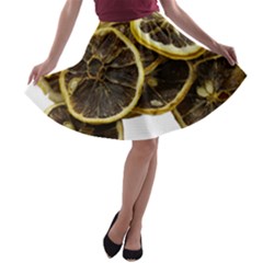 Lemon Dried Fruit Orange Isolated A-line Skater Skirt by Nexatart
