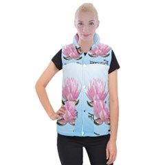 Namaste - Lotus Women s Button Up Puffer Vest by Valentinaart