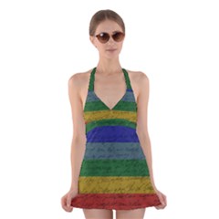 Vintage Flag - Pride Halter Swimsuit Dress by ValentinaDesign