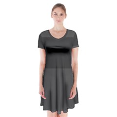 Gray And Black Thick Stripes Short Sleeve V-neck Flare Dress by digitaldivadesigns