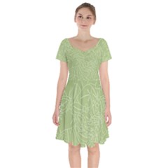 Blender Greenery Leaf Green Short Sleeve Bardot Dress
