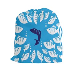 Blue Fish Tuna Sea Beach Swim White Predator Water Drawstring Pouches (xxl) by Mariart