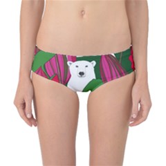 Animals White Bear Flower Floral Red Green Classic Bikini Bottoms by Mariart