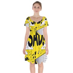 Have Meant  Tech Science Future Sad Yellow Street Short Sleeve Bardot Dress