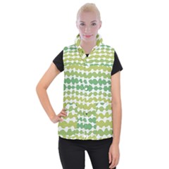 Polkadot Polka Circle Round Line Wave Chevron Waves Green White Women s Button Up Puffer Vest by Mariart