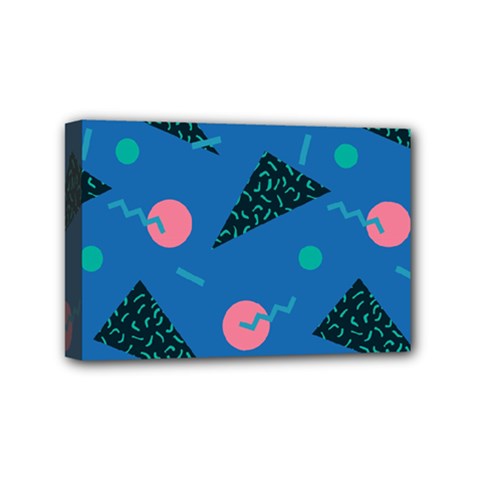 Seamless Triangle Circle Blue Waves Pink Mini Canvas 6  X 4  by Mariart