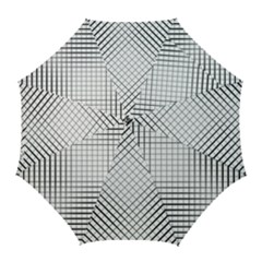 Simple Pattern Waves Plaid Black White Golf Umbrellas