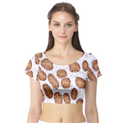 Formalin Paraffin Human Stomach Stained Bacteria Brown Short Sleeve Crop Top (tight Fit)