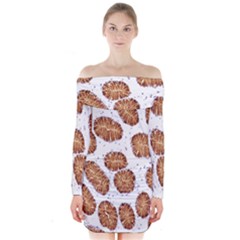 Formalin Paraffin Human Stomach Stained Bacteria Brown Long Sleeve Off Shoulder Dress