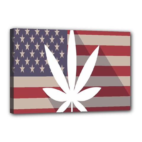 Flag American Star Blue Line White Red Marijuana Leaf Canvas 18  X 12  by Mariart