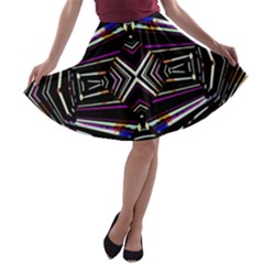 Dark Ethnic Sharp Bold Pattern A-line Skater Skirt by dflcprintsclothing