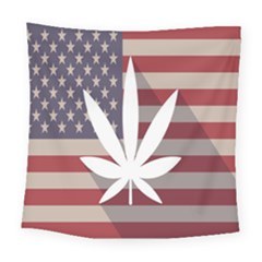 Flag American Star Blue Line White Red Marijuana Leaf Square Tapestry (large)