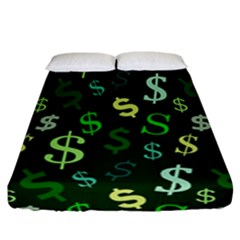 Money Us Dollar Green Fitted Sheet (california King Size) by Mariart