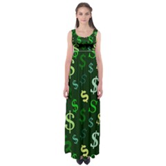 Money Us Dollar Green Empire Waist Maxi Dress by Mariart