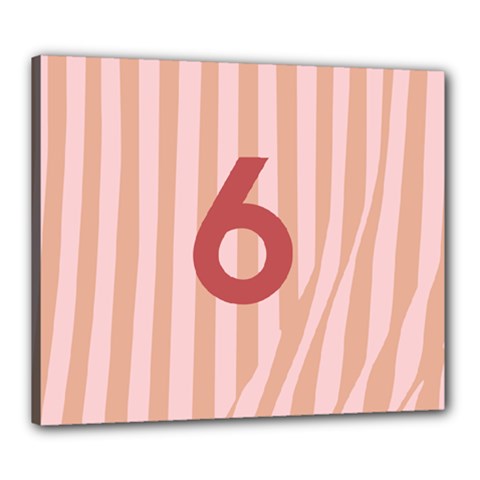 Number 6 Line Vertical Red Pink Wave Chevron Canvas 24  X 20  by Mariart