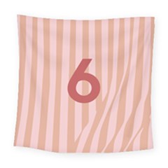 Number 6 Line Vertical Red Pink Wave Chevron Square Tapestry (large)