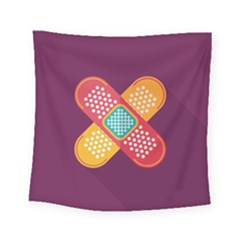 Plaster Scratch Sore Polka Line Purple Yellow Square Tapestry (small)