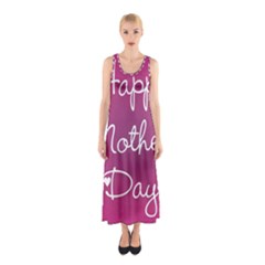 Valentine Happy Mothers Day Pink Heart Love Sleeveless Maxi Dress by Mariart
