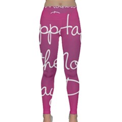 Valentine Happy Mothers Day Pink Heart Love Classic Yoga Leggings by Mariart